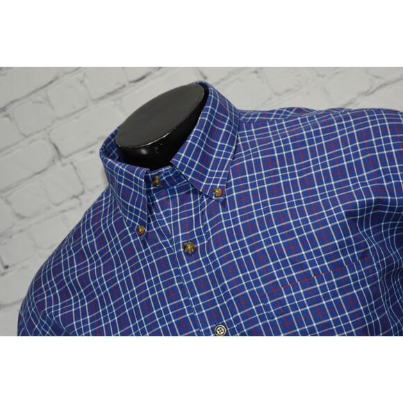 Brooks Brothers Dress Shirt Mens Size Large Non-Iron Blue Plaid - Picture 1 of 6